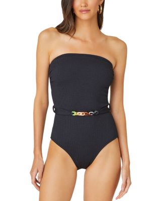 Shoshanna - Hive Textured Belted One-Piece Swimsuit