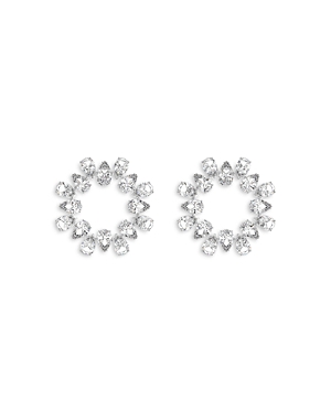 Shop Swarovski Millenia Pear Cut Circlet Earrings In Rhodium Plated In Silver