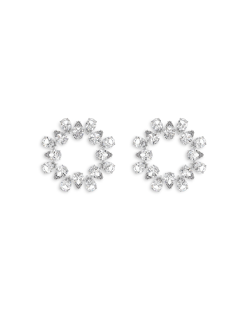 Swarovski Matrix Cubic Zirconia Frontal Hoop Earrings In Silver