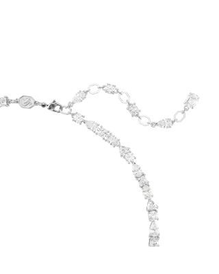 Mesmera Mixed Cut Crystal Necklace in Rhodium Plated, 15"  