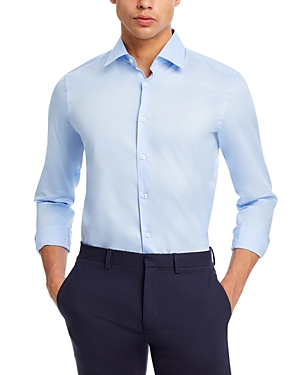 Hugo Boss Hank Kent Slim Fit Button-front Shirt In Light Pastel Blue