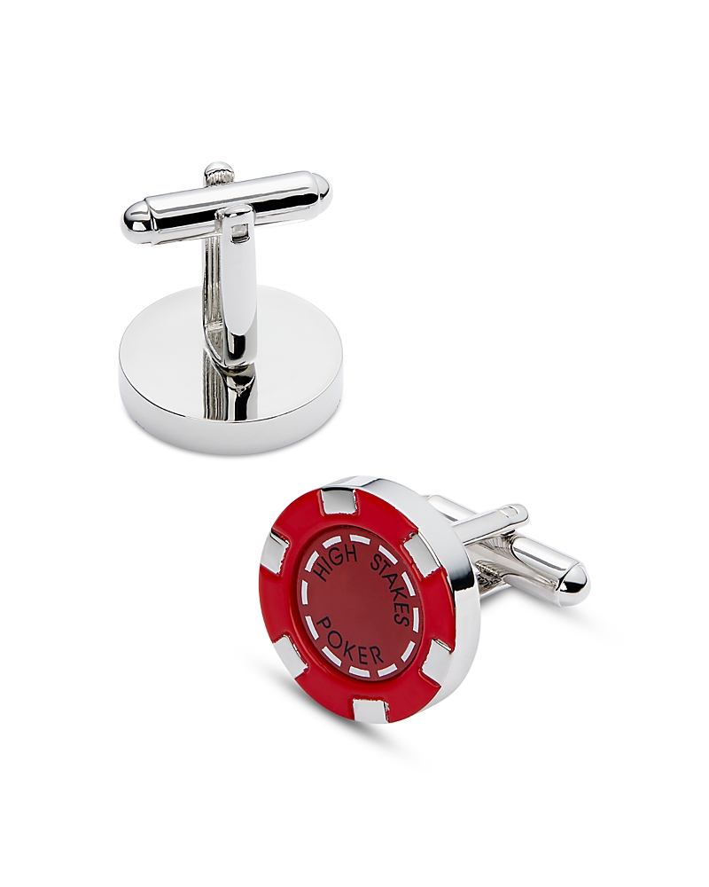 Link Up Poker Chip Cufflinks In Metallic