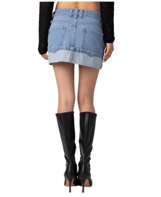 Folded Denim Mini Skirt
