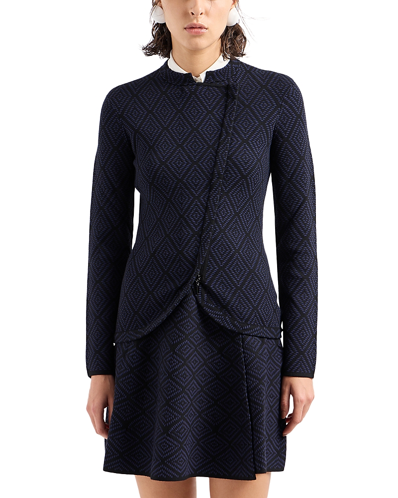 EMPORIO ARMANI DIAMOND JACQUARD KNIT JACKET