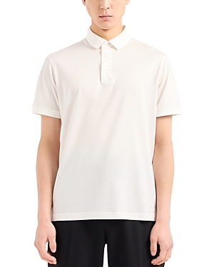 Shop Emporio Armani Short Sleeve Polo Shirt In Solid White