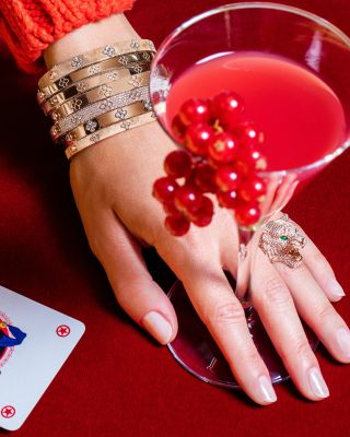 18K Yellow or White Gold Love in Verona Diamond Flower Bangle, 0.15 tcw