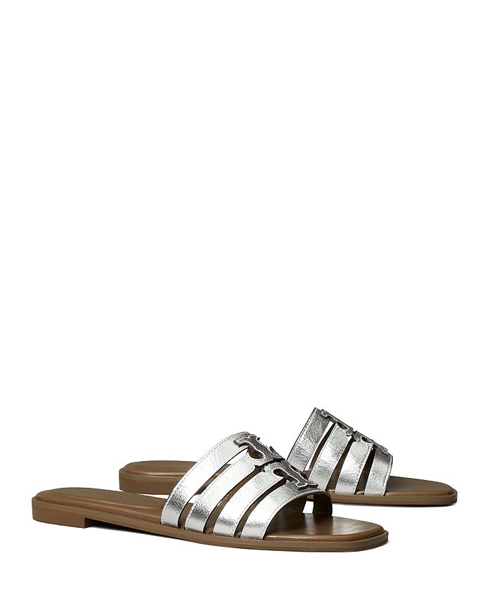 Shop Tory Burch Women's Ines Multi-strap Slide Sandals In Silver