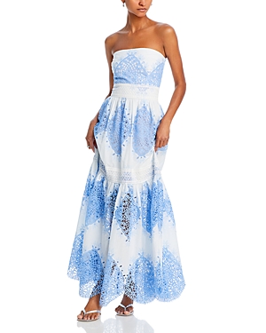 Shop Evarae Mia Cotton Dress In Vista Blue/cream