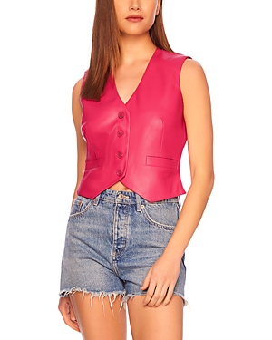 Shop Susana Monaco Faux Leather Vest In Azalea