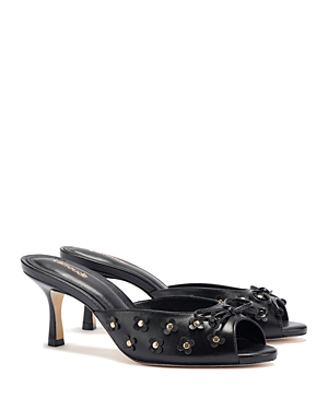 Shop Larroude Women's Jasmine Flower Detail Mule Sandals In Black
