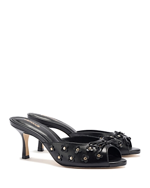 Larroude Women's Jasmine Flower Detail Mule Sandals In Black