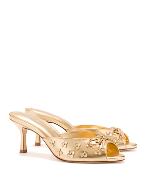 Larroude Women's Jasmine Flower Detail Mule Sandals