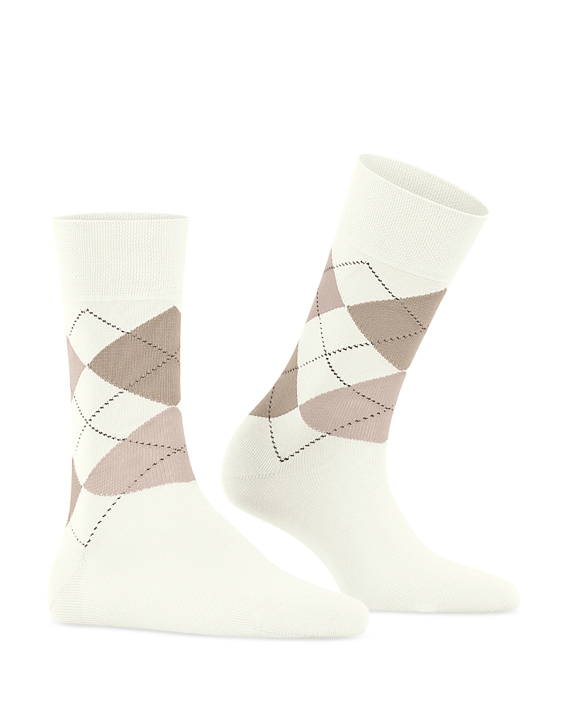 Falke Argyle Organic Cotton Blend Crew Socks In Off-white