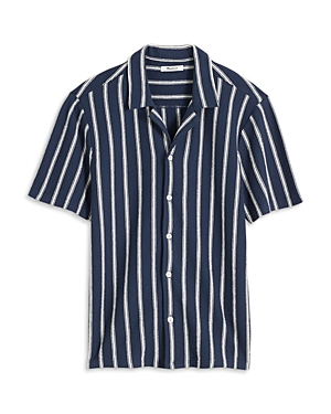 Shop Madewell Printed Short Sleeve Button Front Camp Shirt In Stripe