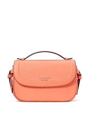 Shop Kate Spade New York Knott Pebbled Leather Top Handle Crossbody In Melon Ball