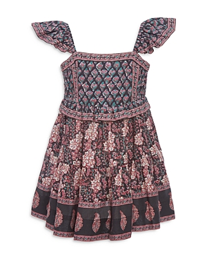 Shop Sea Girls' Donna Cotton Printed Smocked Flutter Sleeve Dress - Little Kid, Big Kid In Multi