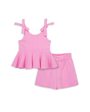Shop Habitual Girls' Peplum Top & Shorts Set - Little Kid In Pink