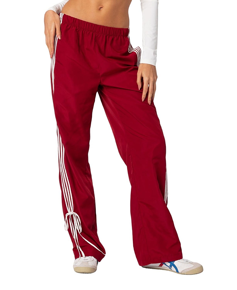 Edikted Remy Tie Detail Track Pants In Red