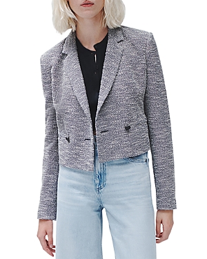 Rag & Bone Josie Cropped Italian Tweed Blazer In Navy/white Multi