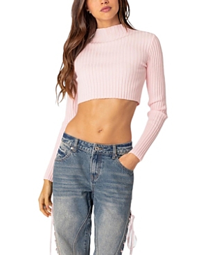 Shop Edikted Dolly Knitted Crop Top In Light Pink