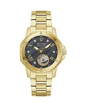 Shop Bulova Marine Star Watch, 35mm In Black/gold