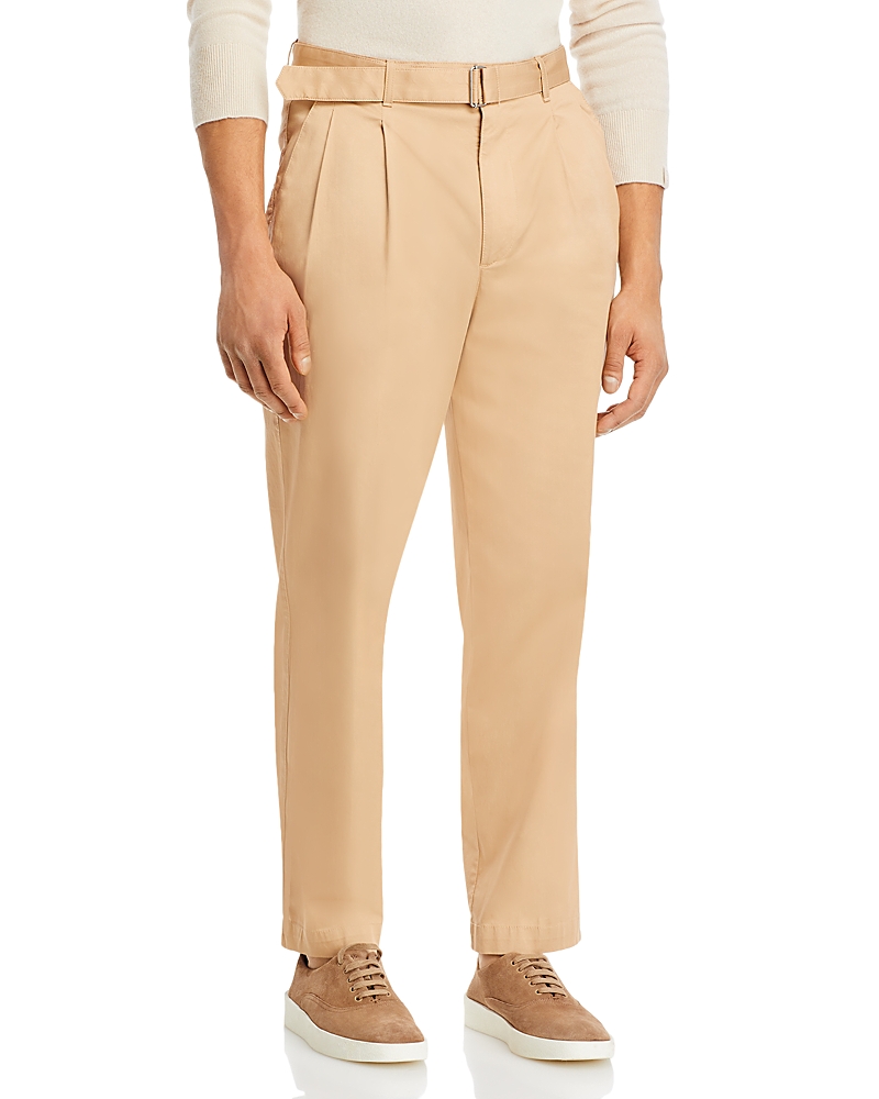 Michael Kors Belted Pleated Straight Fit Stretch Pants
