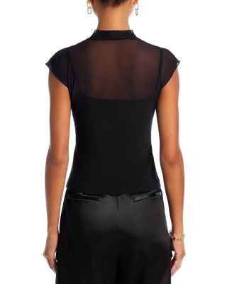 Mesh Mock Neck Top - Exclusive