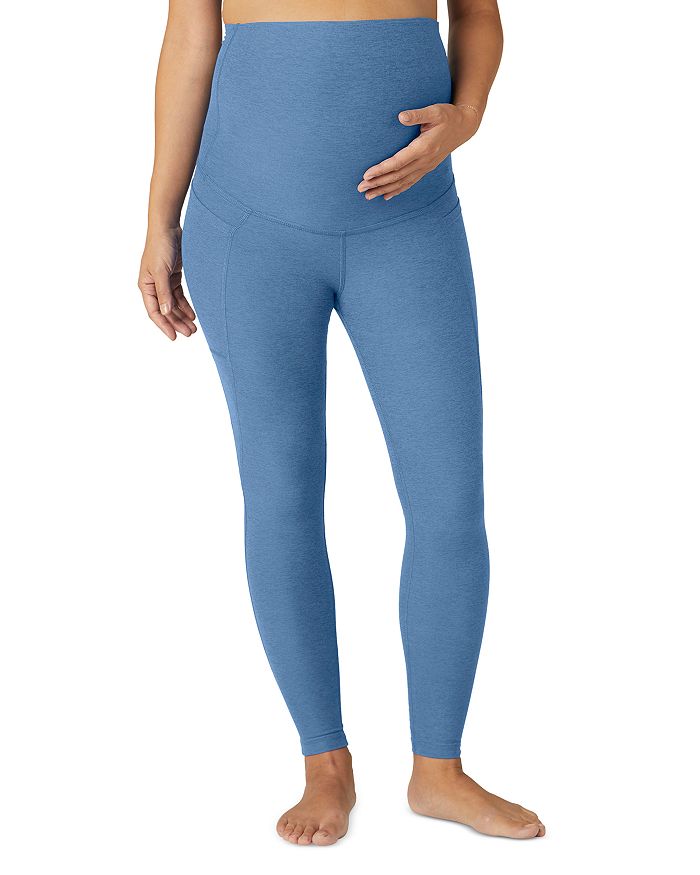 Shop Beyond Yoga Out Of Pocket High Waisted Maternity Leggings In Sky Blue Heather