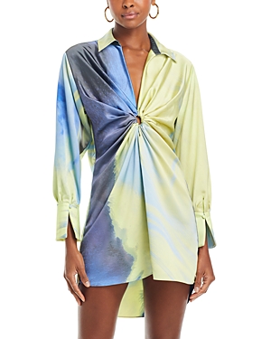 Simkhai Roma Abstract-print Minidress In Marina Blue Print