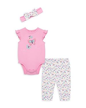 Shop Little Me Girls' Butterfly Bodysuit Pant Set & Headband - Baby In Pink
