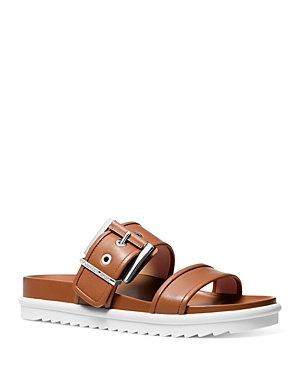 Shop Michael Kors Michael  Women's Colby Slide Sandals In Luggage