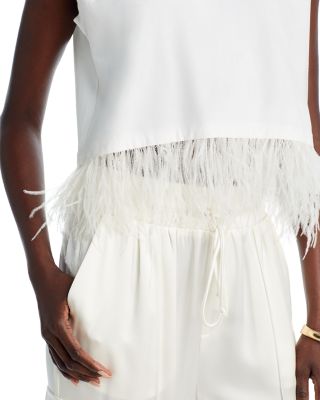 Cropped Sleeveless Feather Tee