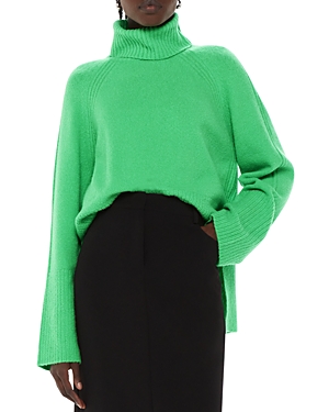 Shop Whistles Ribbed Turtleneck Sweater In Green