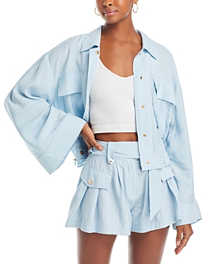 Shop Ramy Brook Chelsea Snap Front Jacket In Crystal Blue