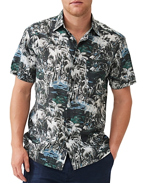 Rodd & Gunn Dakota Street Printed Short Sleeve Shirt In Twilight