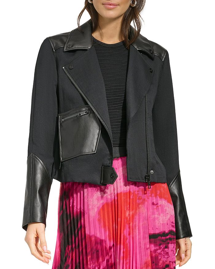 Dkny leather new arrivals panel coat