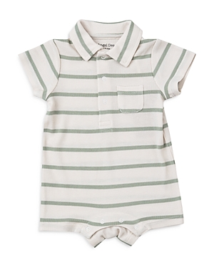 Shop Angel Dear Unisex Green Stripe Polo Shortie Romper - Baby In Multi