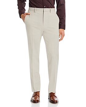 Cream Linen Tailored Fit Pleated Suit Pants