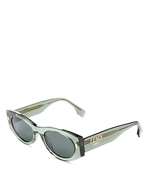 Shop Fendi Roma Cat Eye Sunglasses, 52mm In Green/green Solid