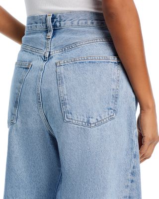 Luna High Rise Pieced Bowed Leg Jeans in Void