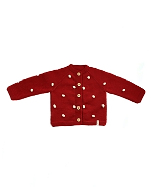 Sevim Handmade Unisex Cardigan Poppy In Cream On Red