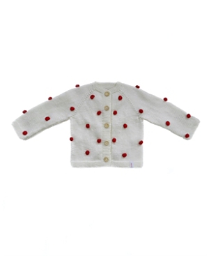 Sevim Handmade Unisex Cardigan Poppy In Red On Cream