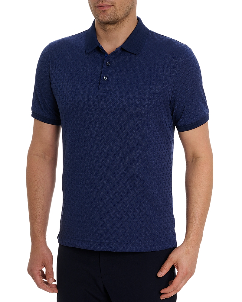 Robert Graham Aaron Checkered Knit Polo In Navy
