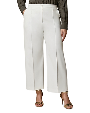 Shop Marina Rinaldi Straight Fit Stretch Cotton Pants In White