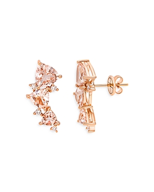 Shop Hueb 18k Rose Gold Mirage Morganite & Diamond Stud Earrings In Pink