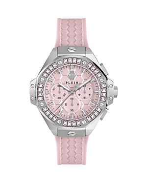 Philipp Plein Unisex Chronograph Pink Silicone Strap Watch 42mm In Stainless