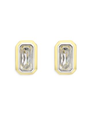 AQUA - Two Tone Emerald Cut Stud Earrings - Exclusive