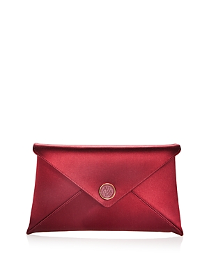 Shop Altuzarra Leather Envelope Clutch In Dark Red/gold