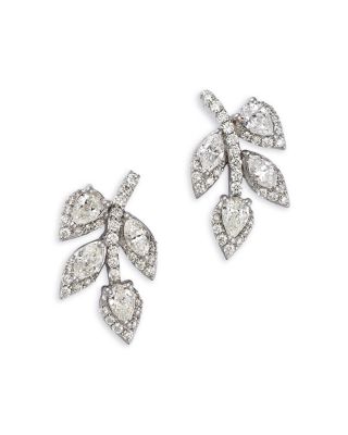 Bloomingdale's Fine Collection - Diamond Mixed Cut Leaf Stud Earrings in 14K White Gold, 1.25 tcw