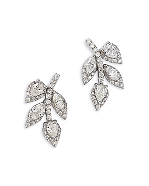 Bloomingdale's Diamond Mixed Cut Leaf Stud Earrings in 14K White Gold, 1.25 ct. t.w.